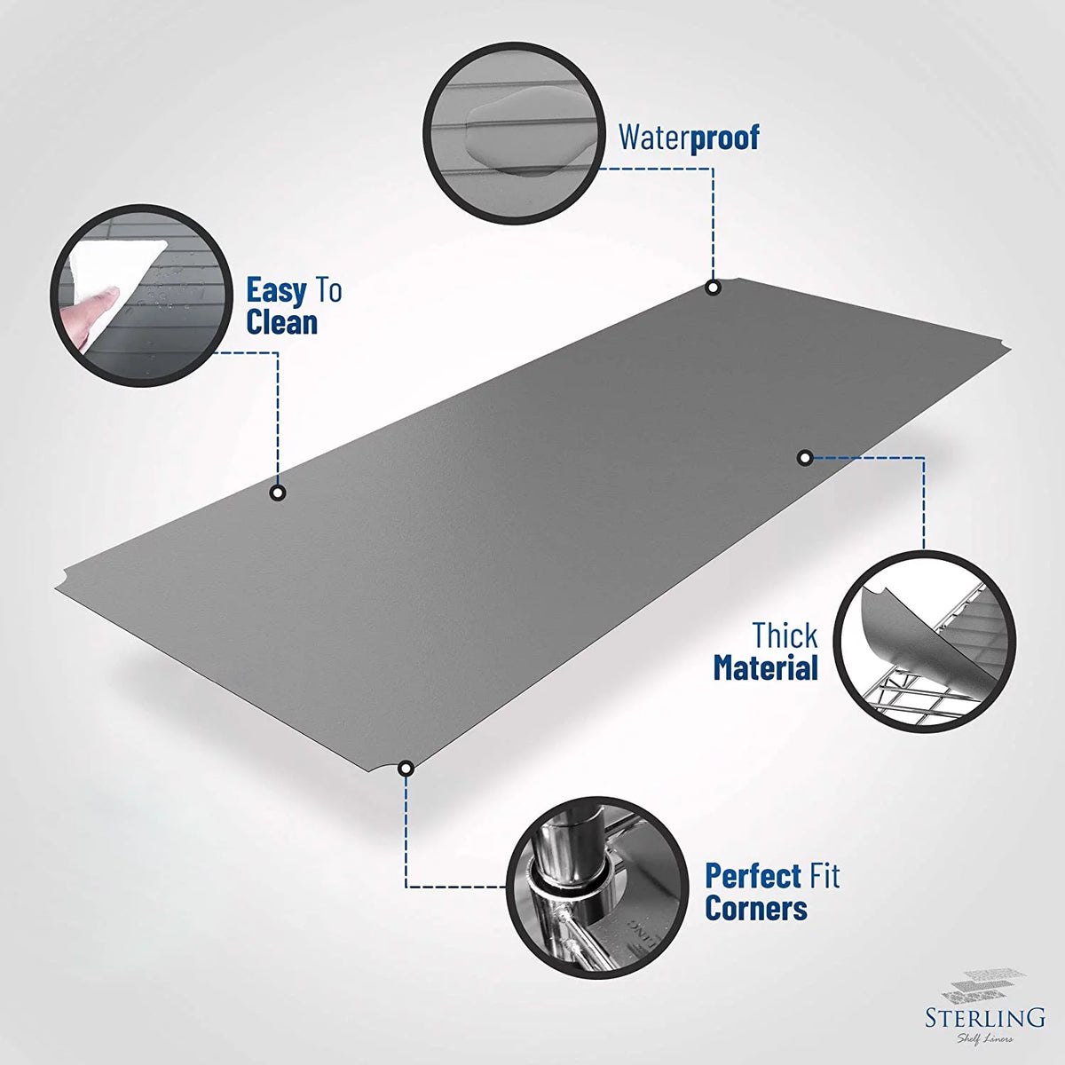 Set of 3 Graphite Shelf Liners B44789