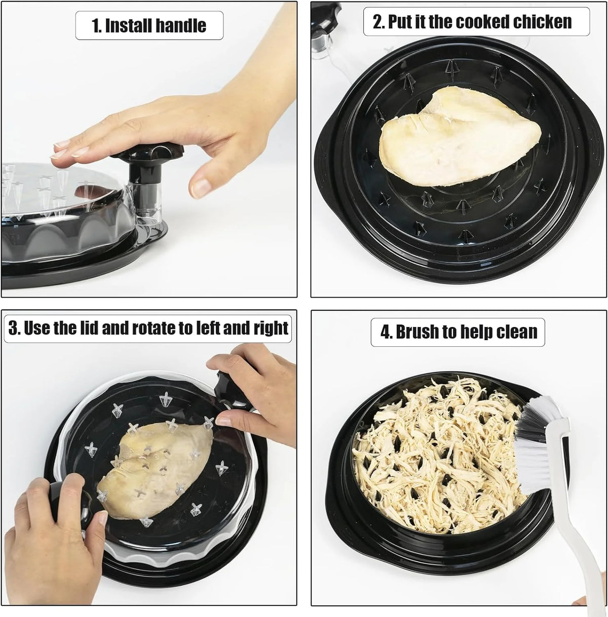 Non-Skid Chicken Shredder Tool with Transparent Lid Q671