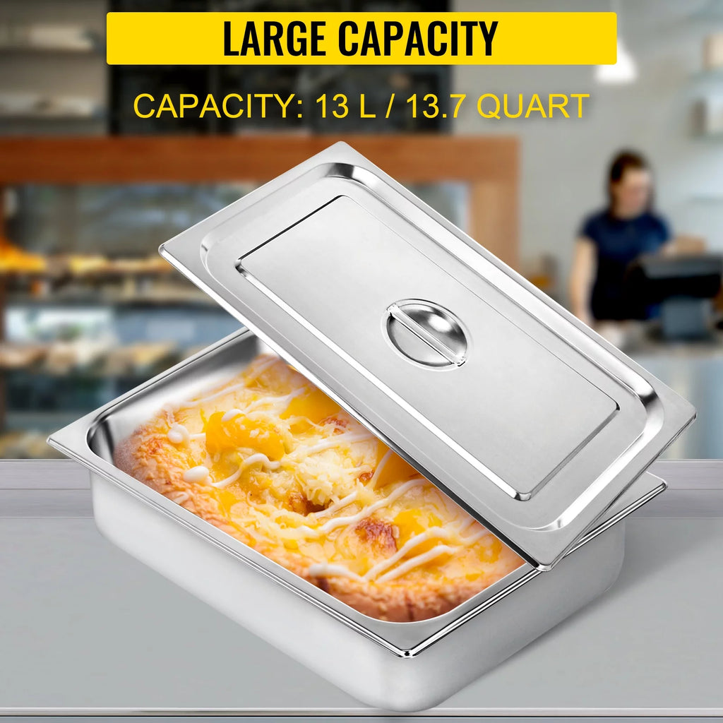 4 Pack 4 Inch Deep Full Size Stainless Steel Hotel Pan with Lid E476