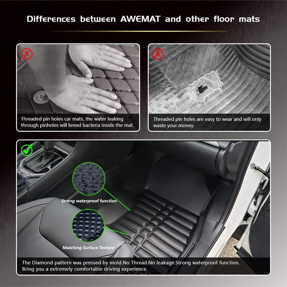 Black Waterproof Car Floor Mats for Toyota RAV4 2019-2022 S6030