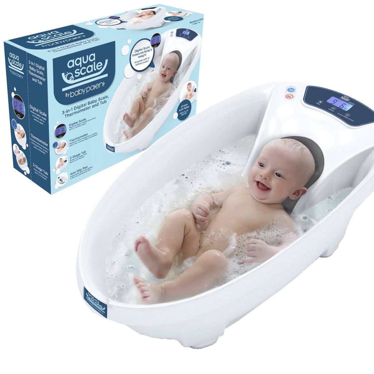 White 3-In-1 Baby Scale Water Thermometer And Bathtub Q918