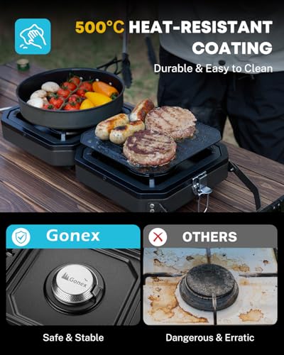 2 Burner Propane Camping Stove with Griddle & Grates H3407