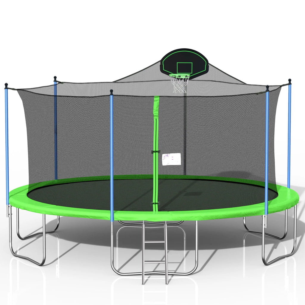 16FT Trampoline with Basketball Hoop and Ladder E186837