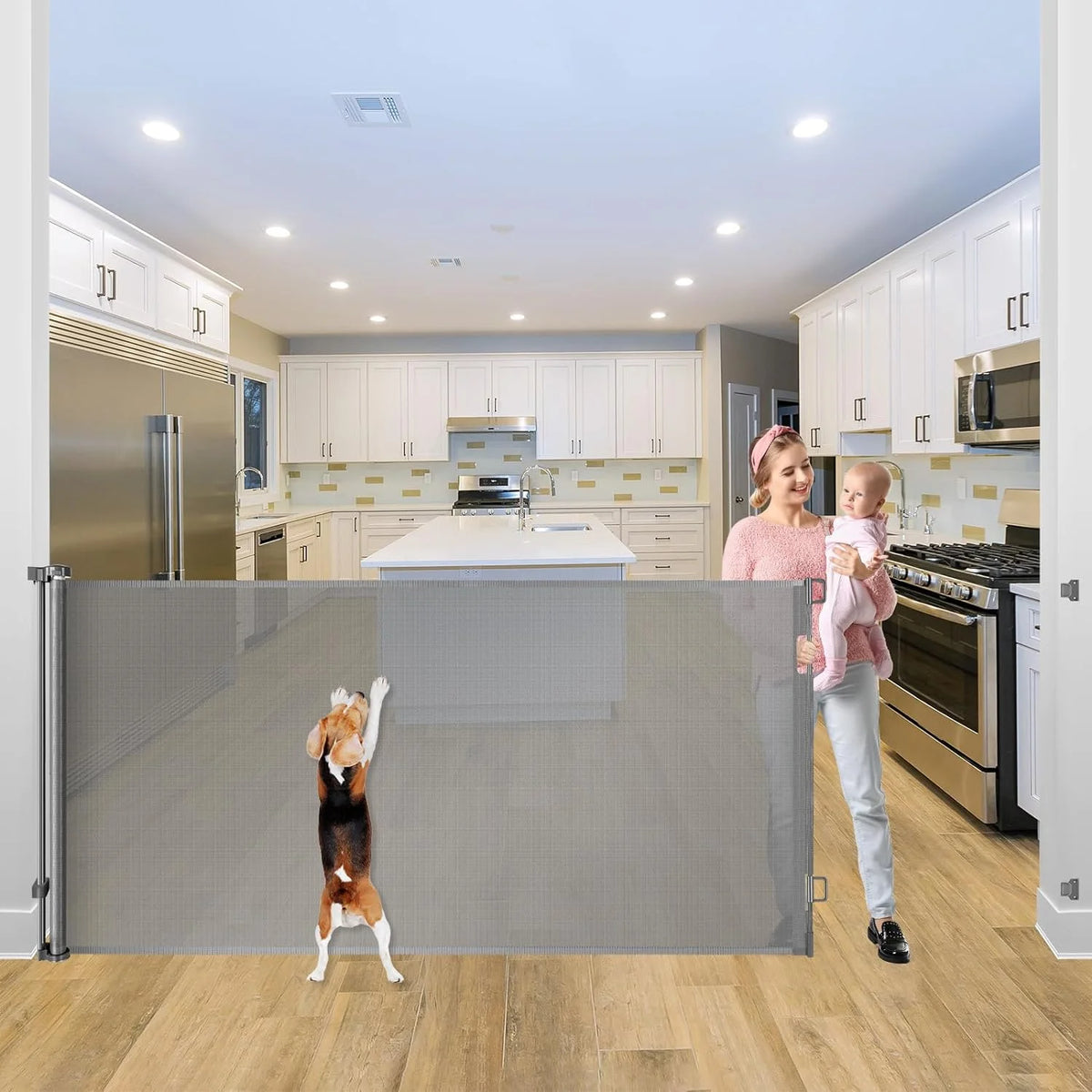 42" Tall X 115" Extra Wide Retractable Baby Gate U670