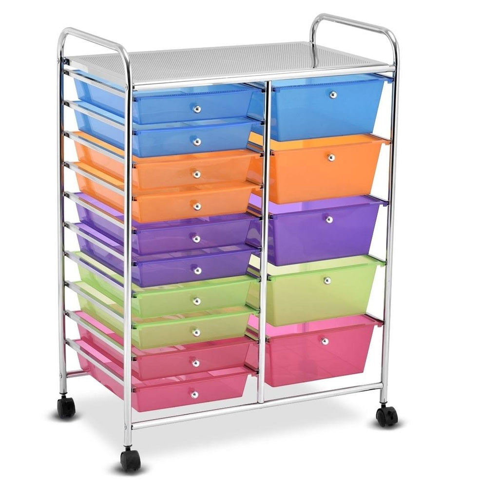 Blue 15-Drawer Rolling Utility Cart with Wheels N478269