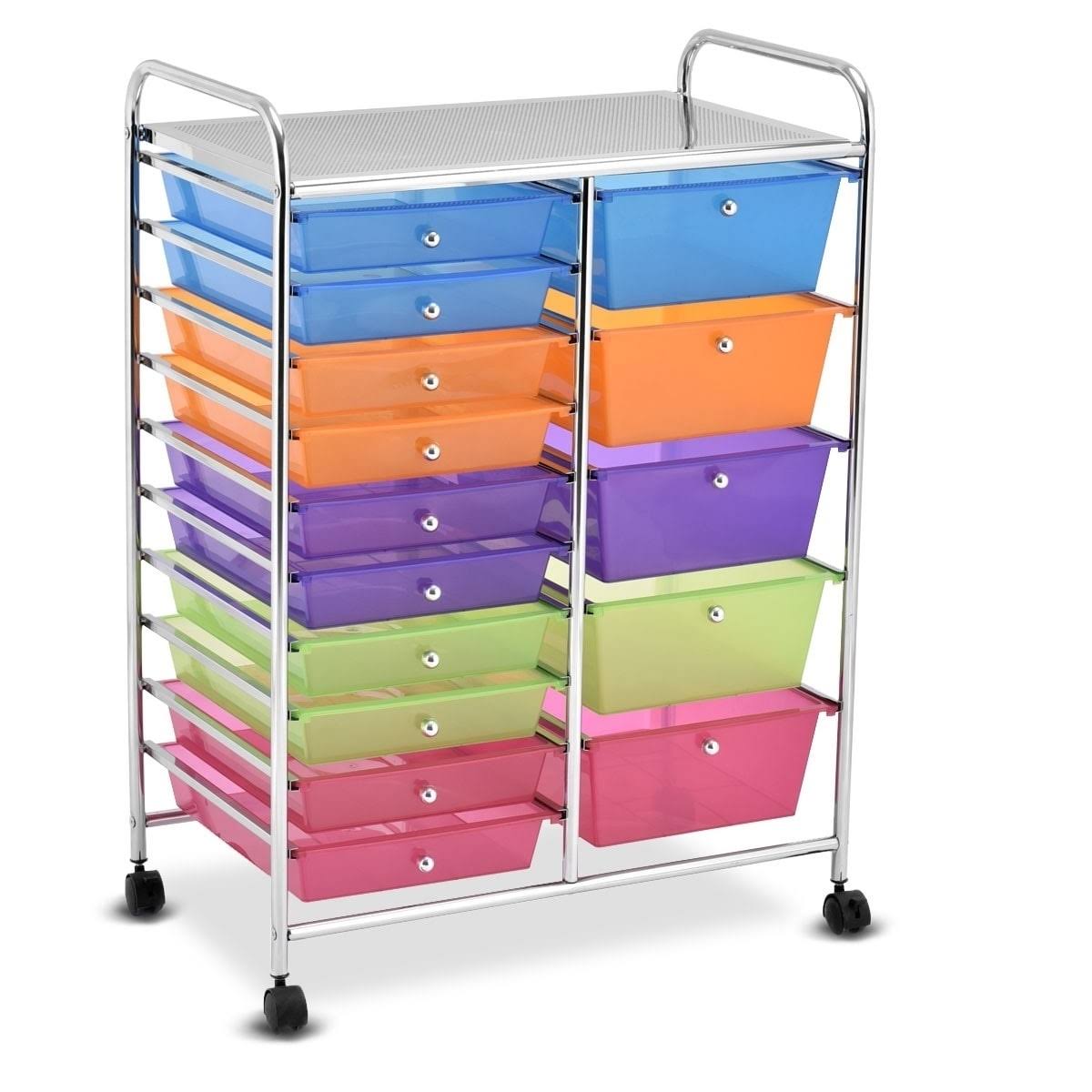 Blue 15-Drawer Rolling Utility Cart with Wheels N478269