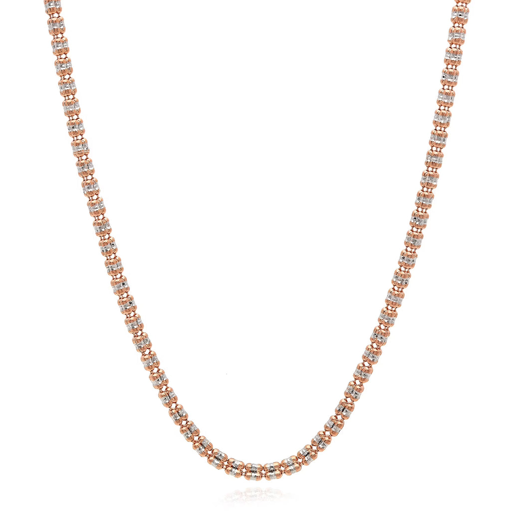 14K Rose Gold Diamond-Cut Mesh Chain Necklace 16"-24" A518