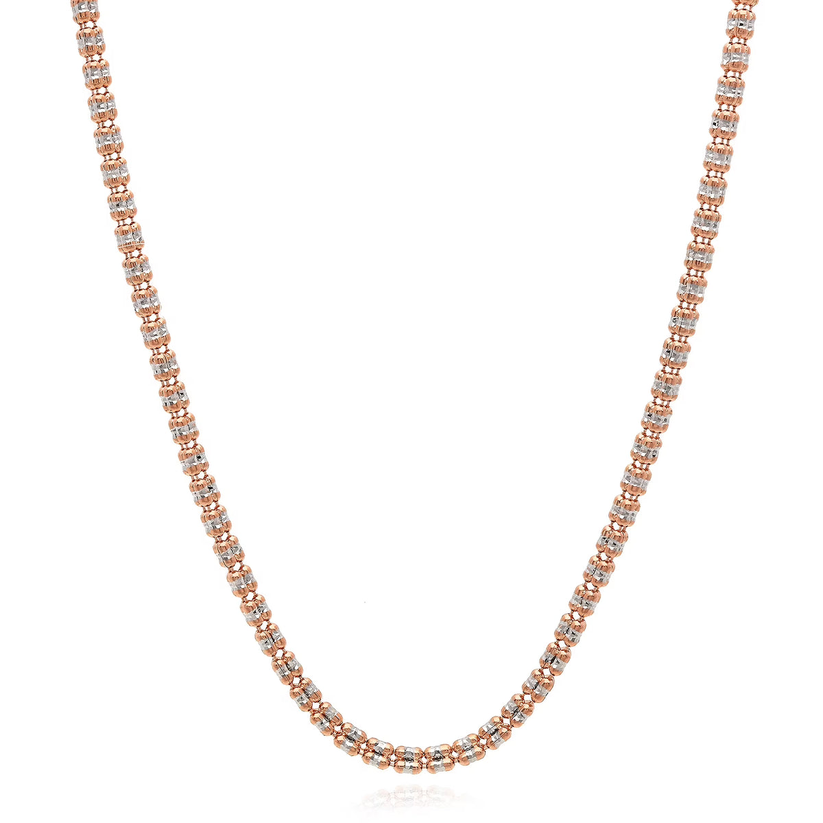 14K Rose Gold Diamond-Cut Mesh Chain Necklace 16"-24" A518