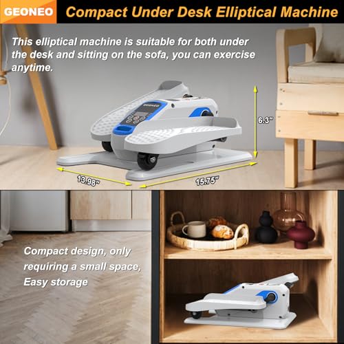 Under Desk Elliptical Machine, Electric Seated Pedal Exerciser with Monitor, Remote Control and 12 Adjustable Speeds A704