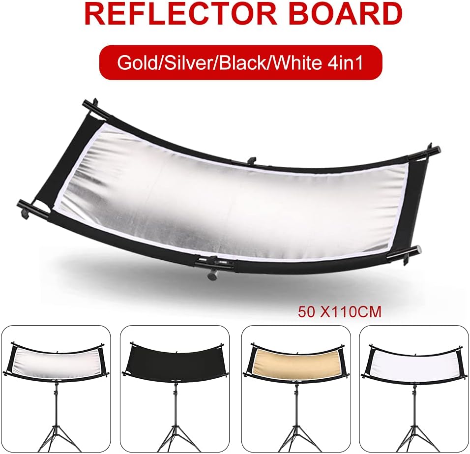 40"X20" Curved Photography Lighting Reflector, Black/White/Gold/Silver, Pack of 2 C169723