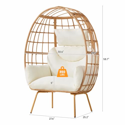 Oversized Dark Grey PE Rattan Egg Chair with Cushions Q9884