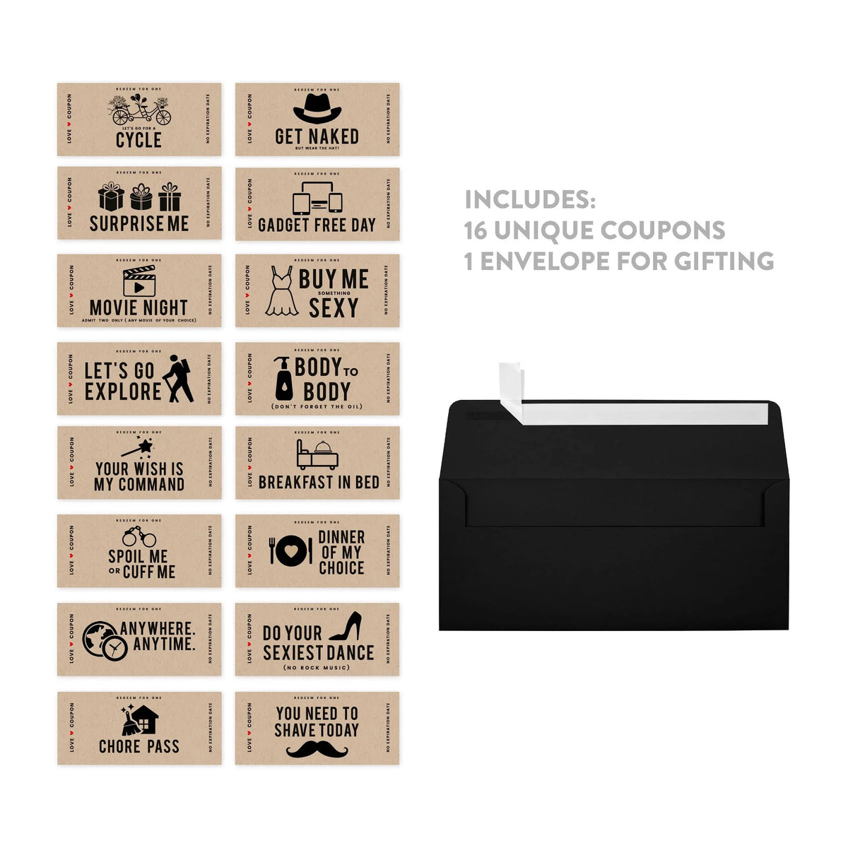 16-Pk Kraft Brown Love Coupons G25349