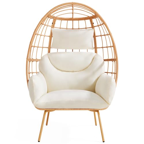 Oversized Dark Grey PE Rattan Egg Chair with Cushions Q9884