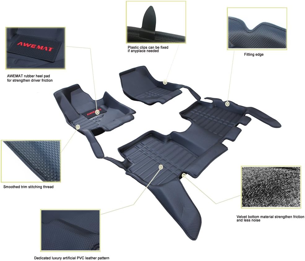 Black Waterproof Car Floor Mats for Toyota RAV4 2019-2022 S6030