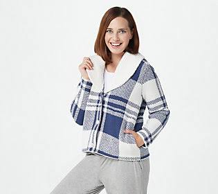 Royal Plaid Shearling Cardi W824267