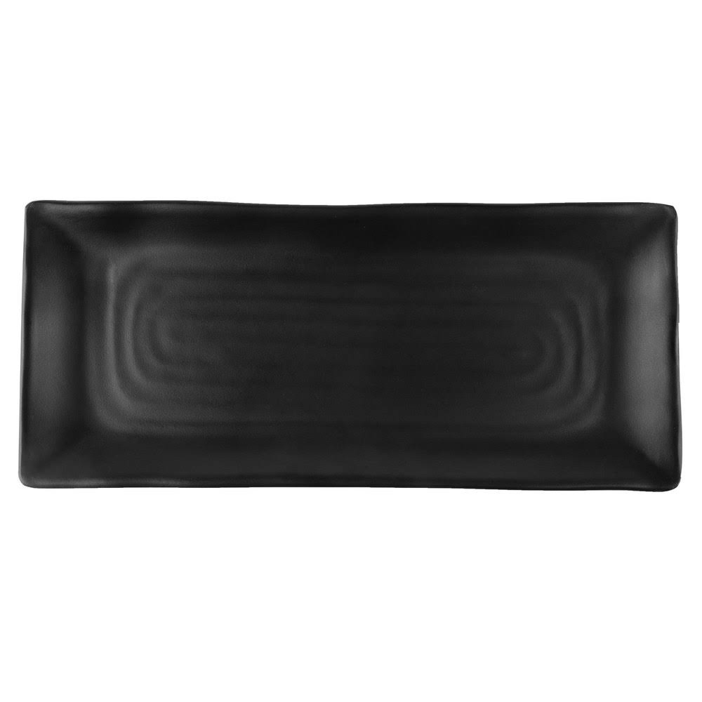 Black Matte Rectangular Melamine Platter - 12/Case G91446