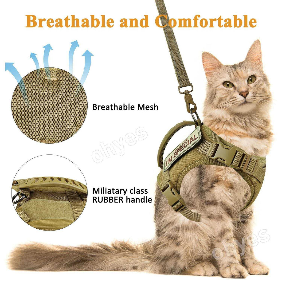 Tactical Cat Harness Soft Mesh Adjustable Pet Vest Harness Y87692
