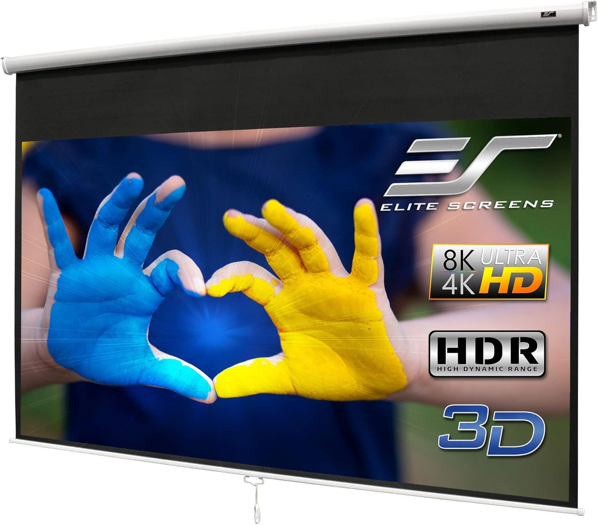 135-INCH Manual Pull Down Projector Screen 16:9 4K 8K 3D HDR HD Ready Black Case Projection Screen L70059