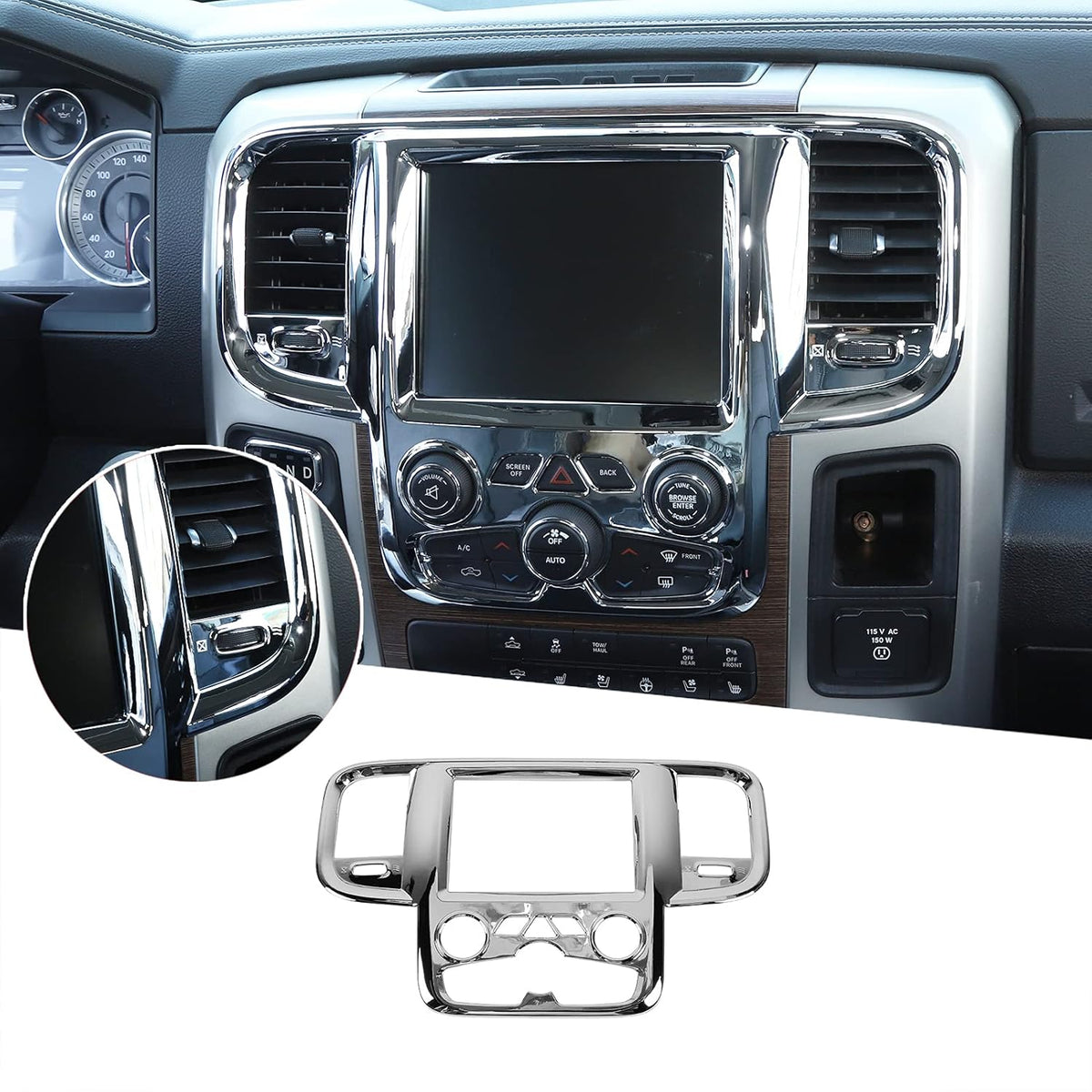 Red Carbon Fiber ABS Center Control Touch Screen Trim Cover for Dodge RAM 2011-2017 M9264
