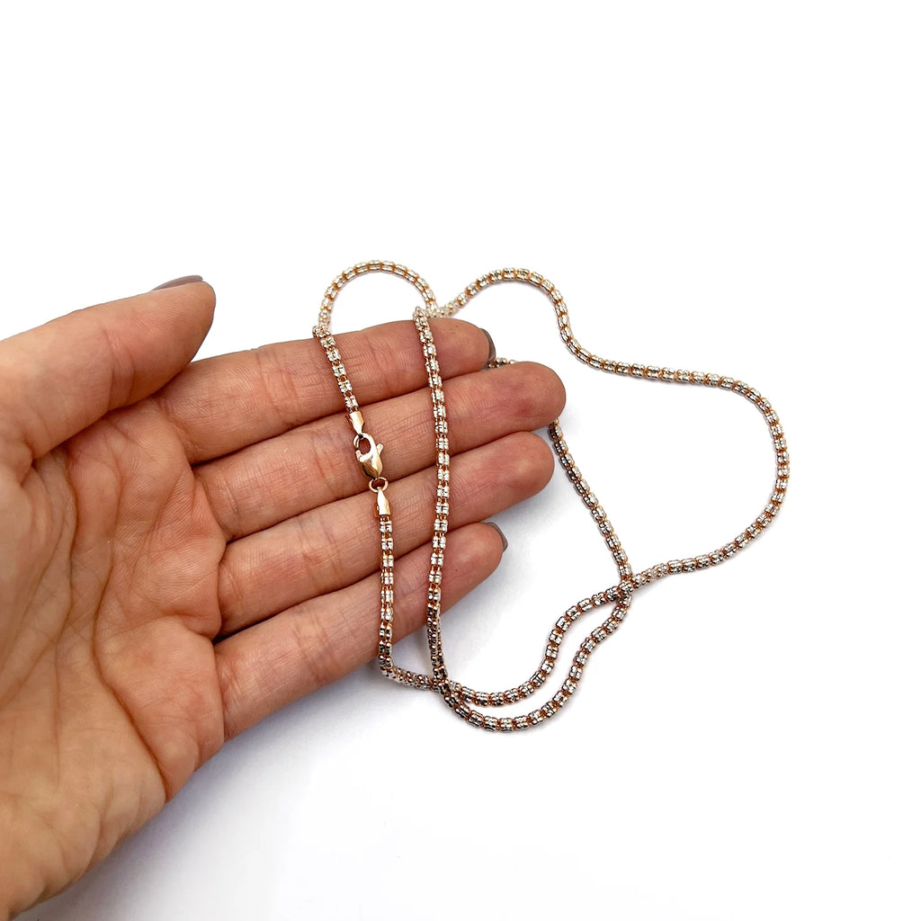 14K Rose Gold Diamond-Cut Mesh Chain Necklace 16"-24" A518
