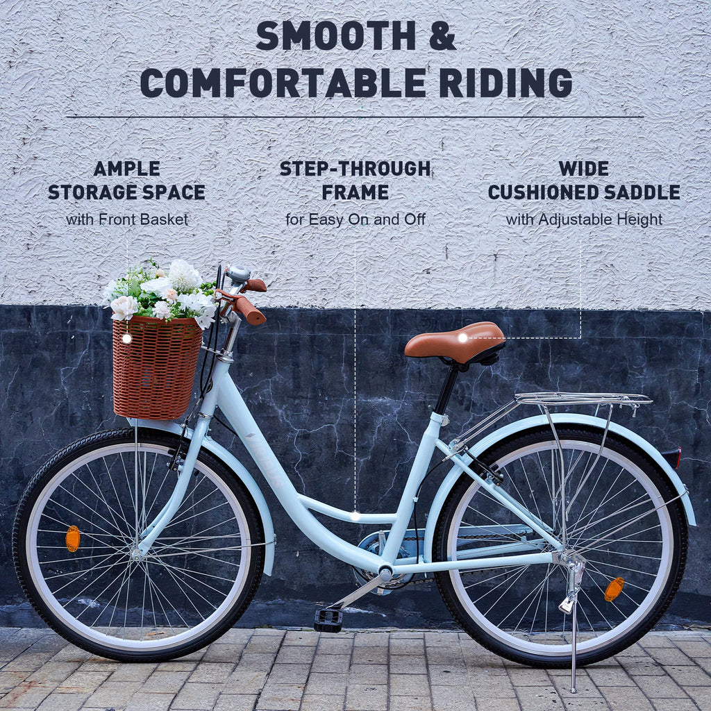 26 Inch Cruiser Bicycle with Basket Rack A31620