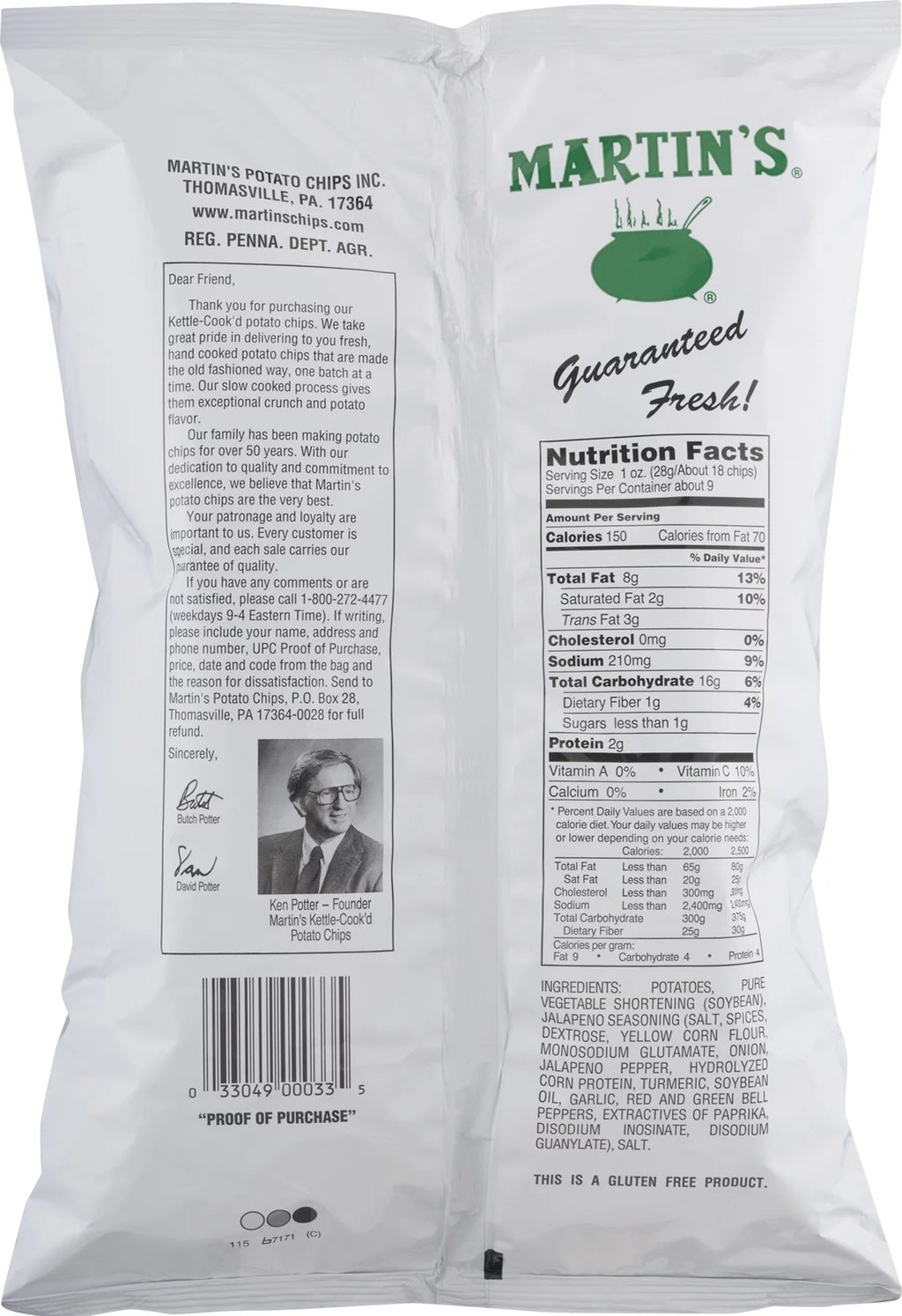 Jalapeno Potato Chips 8 Oz 4 Bags X934