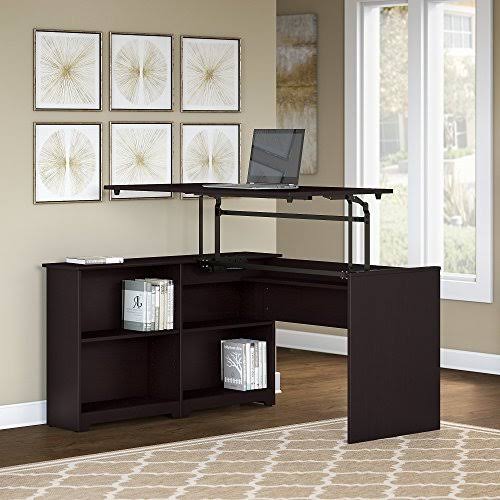 Espresso Oak Corner Bookshelf Desk W601116