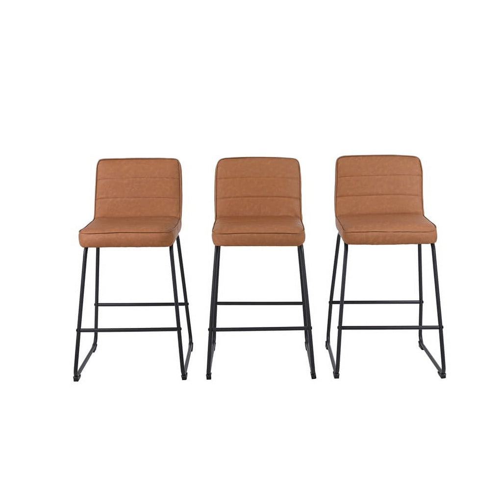 Faux Leather Counter Stool in Camel (Set of 3) F844