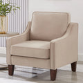 Taupe Velvet Upholstered Armchair with Wooden Legs P3574