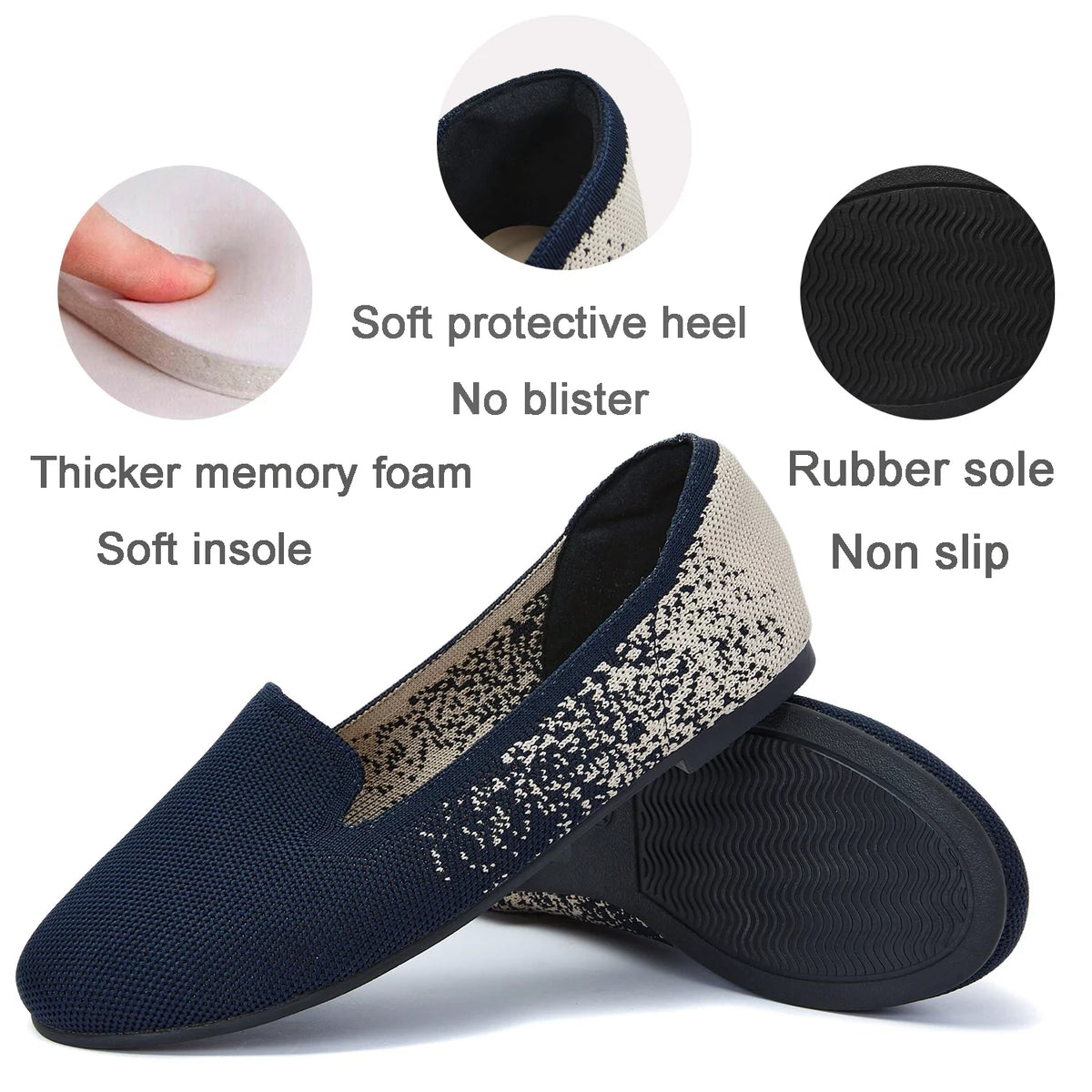 Women's Wide Width Flat Loafer Shoes D4243