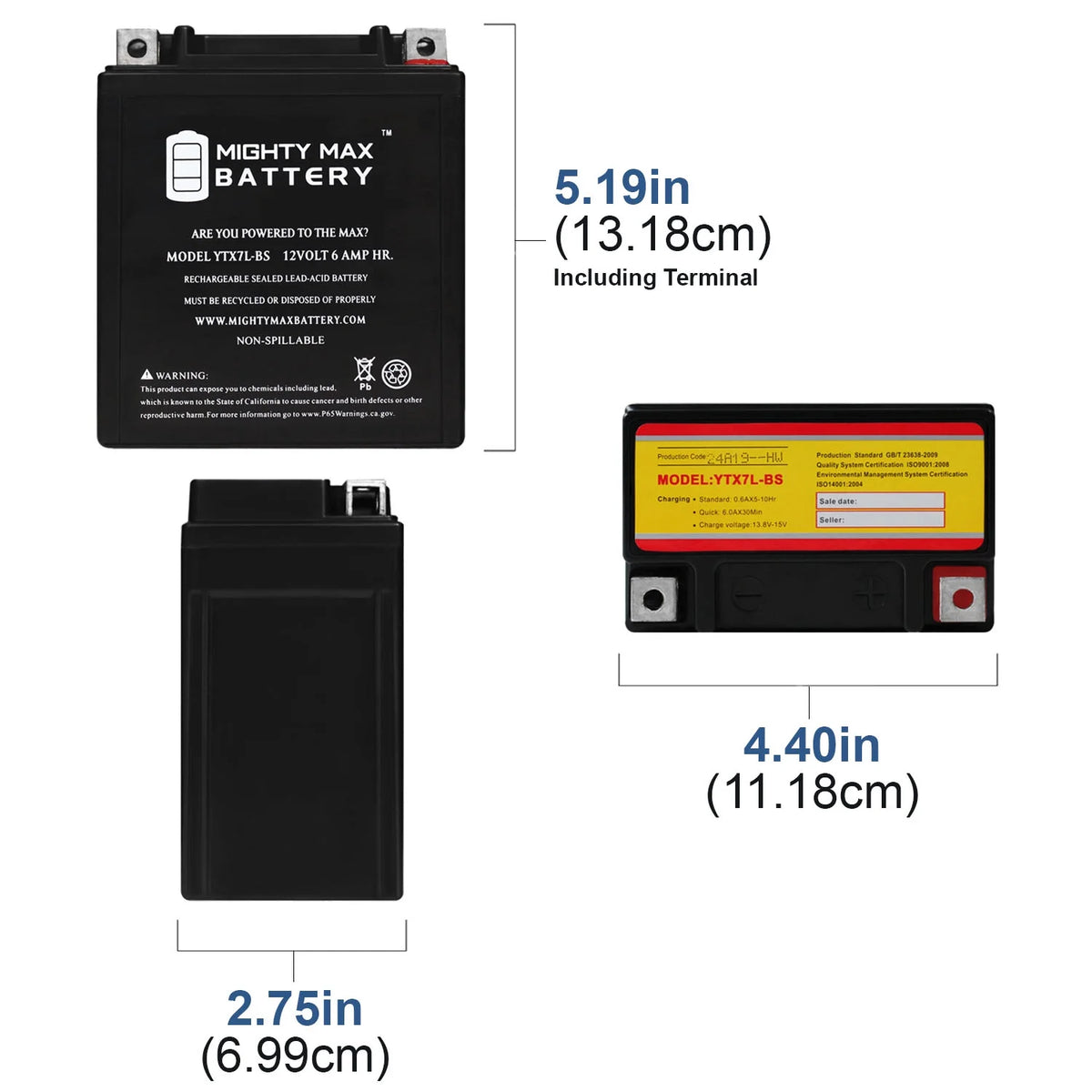 12 Volt 6 AH 100 CCA SLA AGM Motorcycle Battery L3312