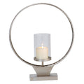 Large Hammered Metal Round Ring Pillar Candle Holder Z1499