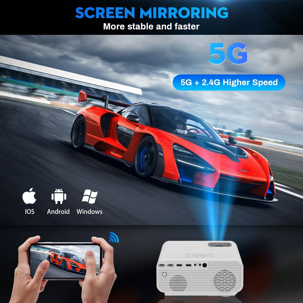 Portable Mini Projector with Wifi and Bluetooth C716696