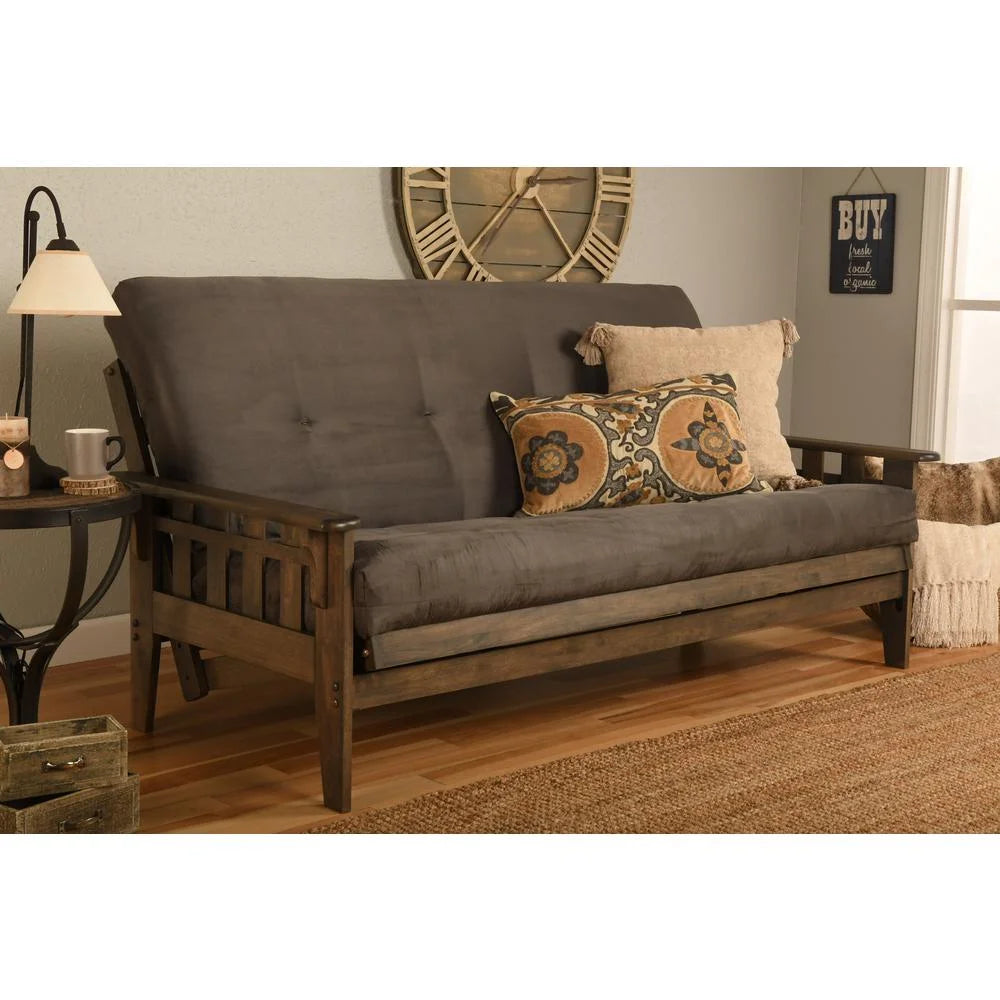 Gray Suede Fabric Mattress with Frame Q7132