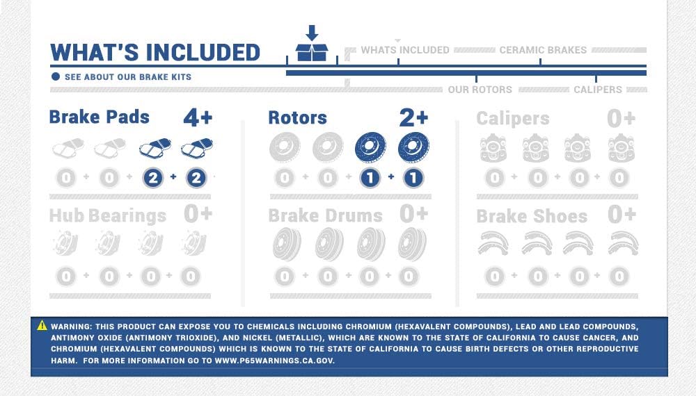 Brake Disc Rotors and Ceramic Brake Pads with Clips J636