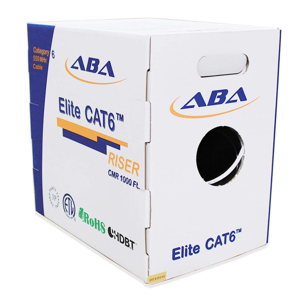 Cat6 Riser Ethernet Cable 1000ft Blue UTP 23AWG Solid Bare Copper Bulk LAN Cable X860469