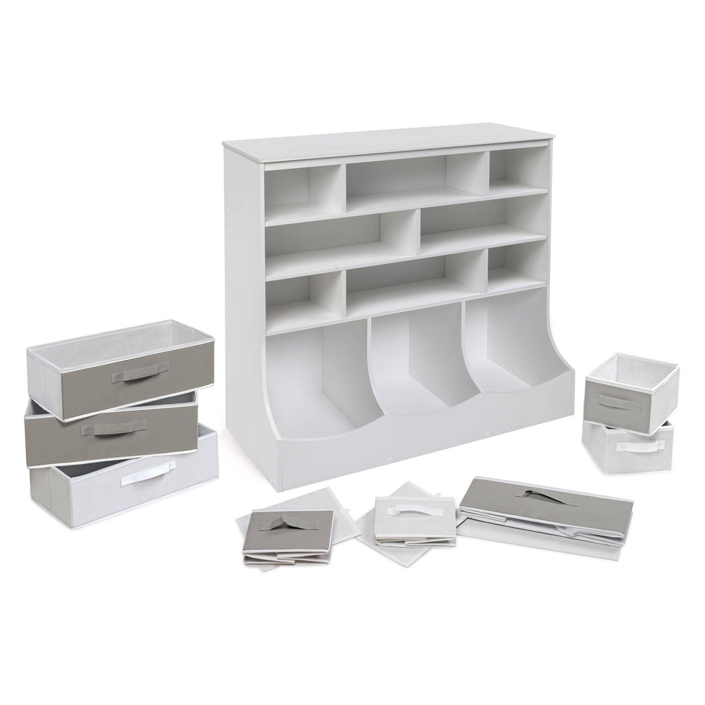 White Storage Station with Eight Baskets and Three Bins O307