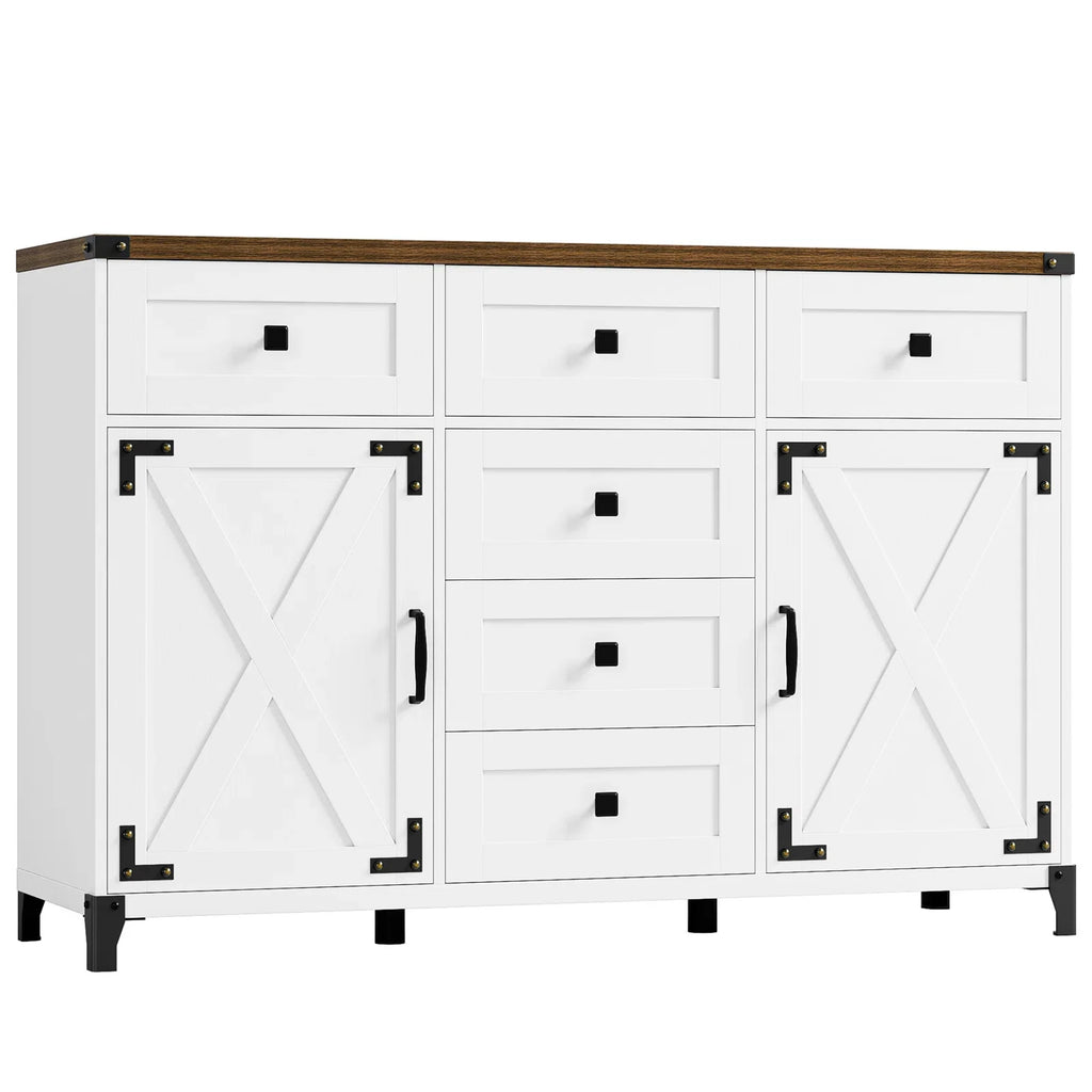 White 6 Drawer Wood Sideboard Q92019