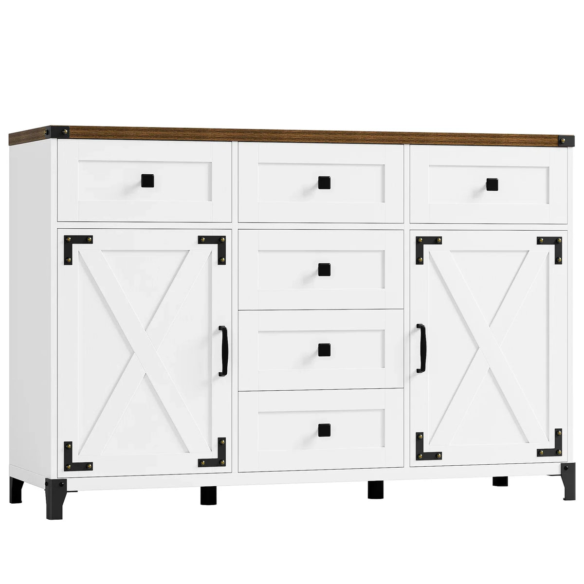 White 6 Drawer Wood Sideboard Q92019