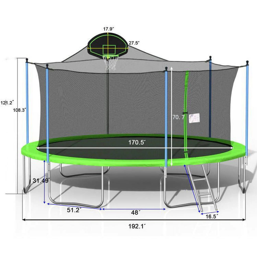 16FT Trampoline with Basketball Hoop and Ladder E186837