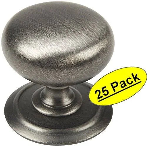 Antique Silver Round Cabinet Hardware Knob with Backplate 25 Pack C5104