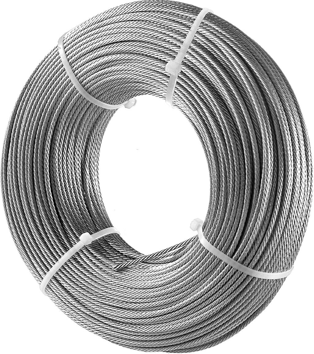 Stainless Steel 1/8"x 100ft Wire Rope 316 Marine Grade Braided Aircraft Cable D94285