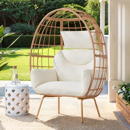 Oversized Dark Grey PE Rattan Egg Chair with Cushions Q9884