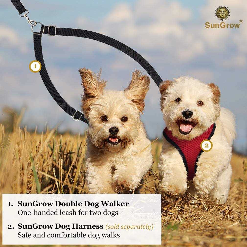 Double Dog Walker Leash, 16-24 Inches, Adjustable, Tin Alloy Snaps W9913