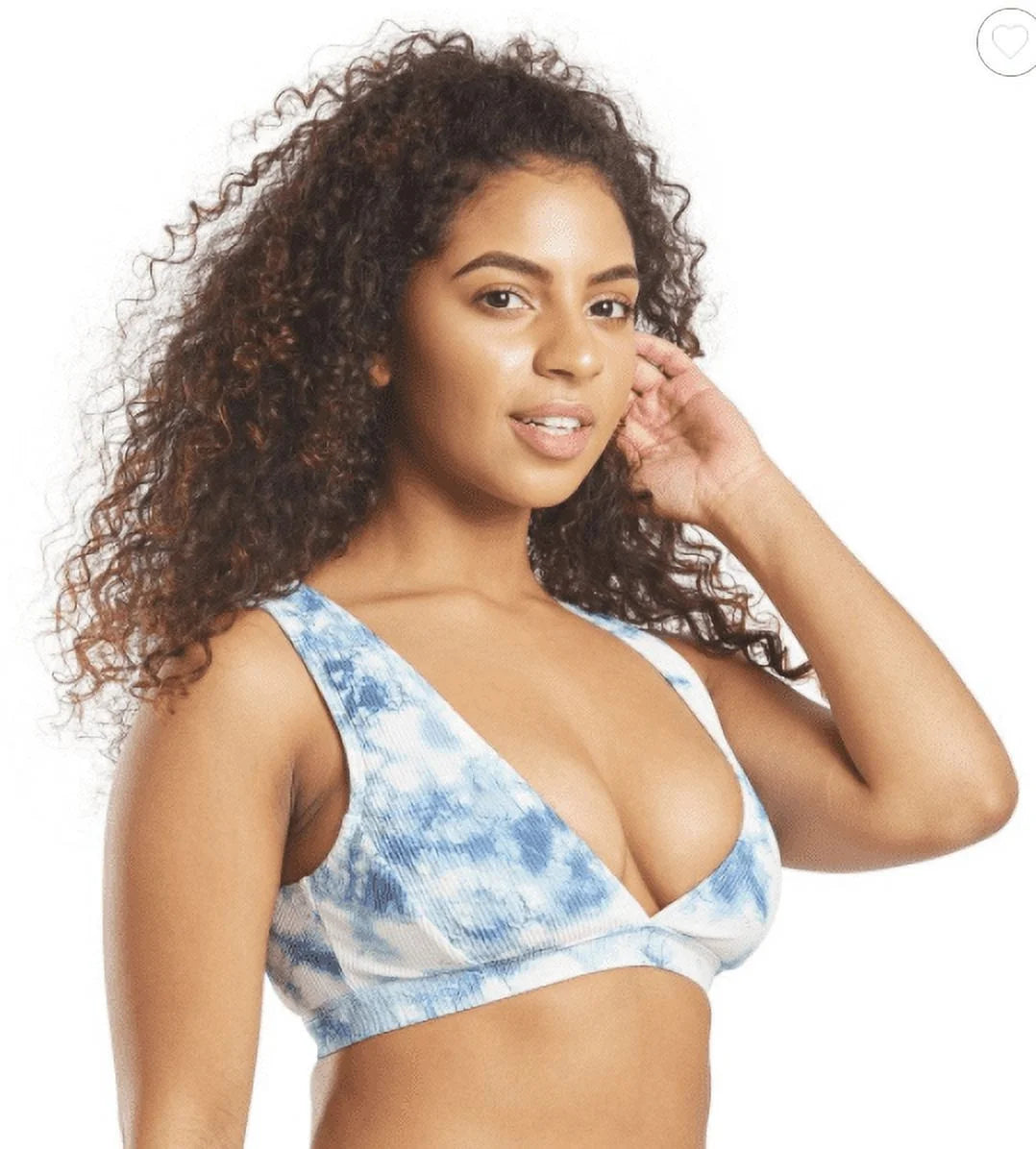 Blue Tie-Dye Deep V Bikini Swim Top F83377