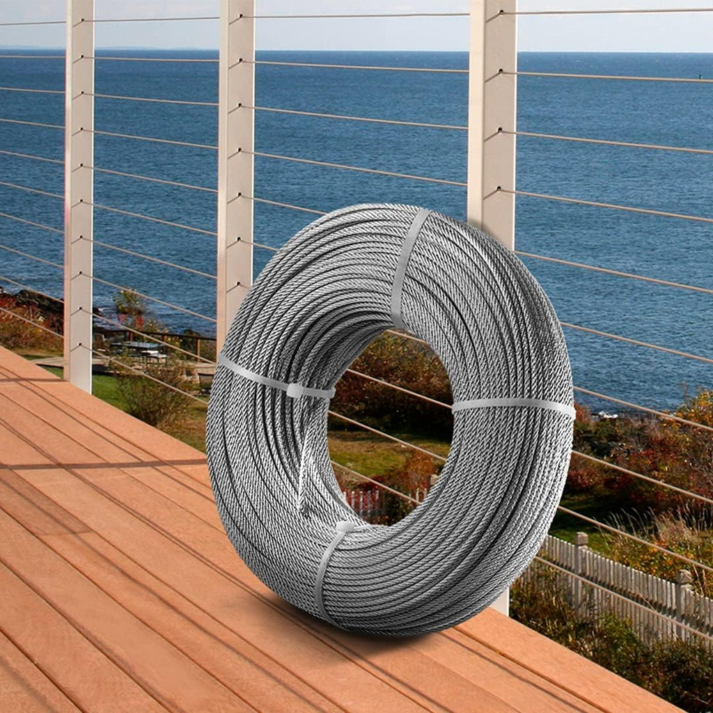 Stainless Steel 1/8"x 100ft Wire Rope 316 Marine Grade Braided Aircraft Cable D94285