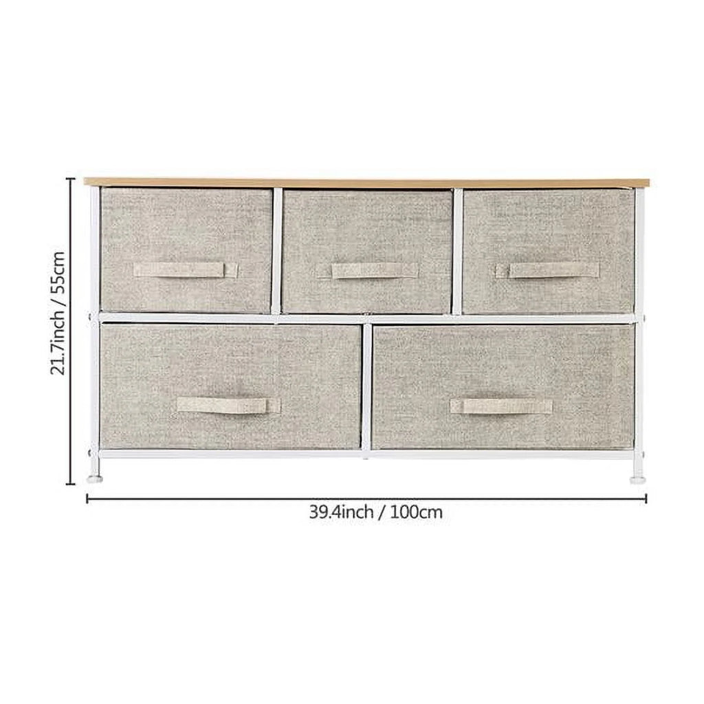 2-Tier Wide Closet Dresser with 5 Fabric Drawers U14730
