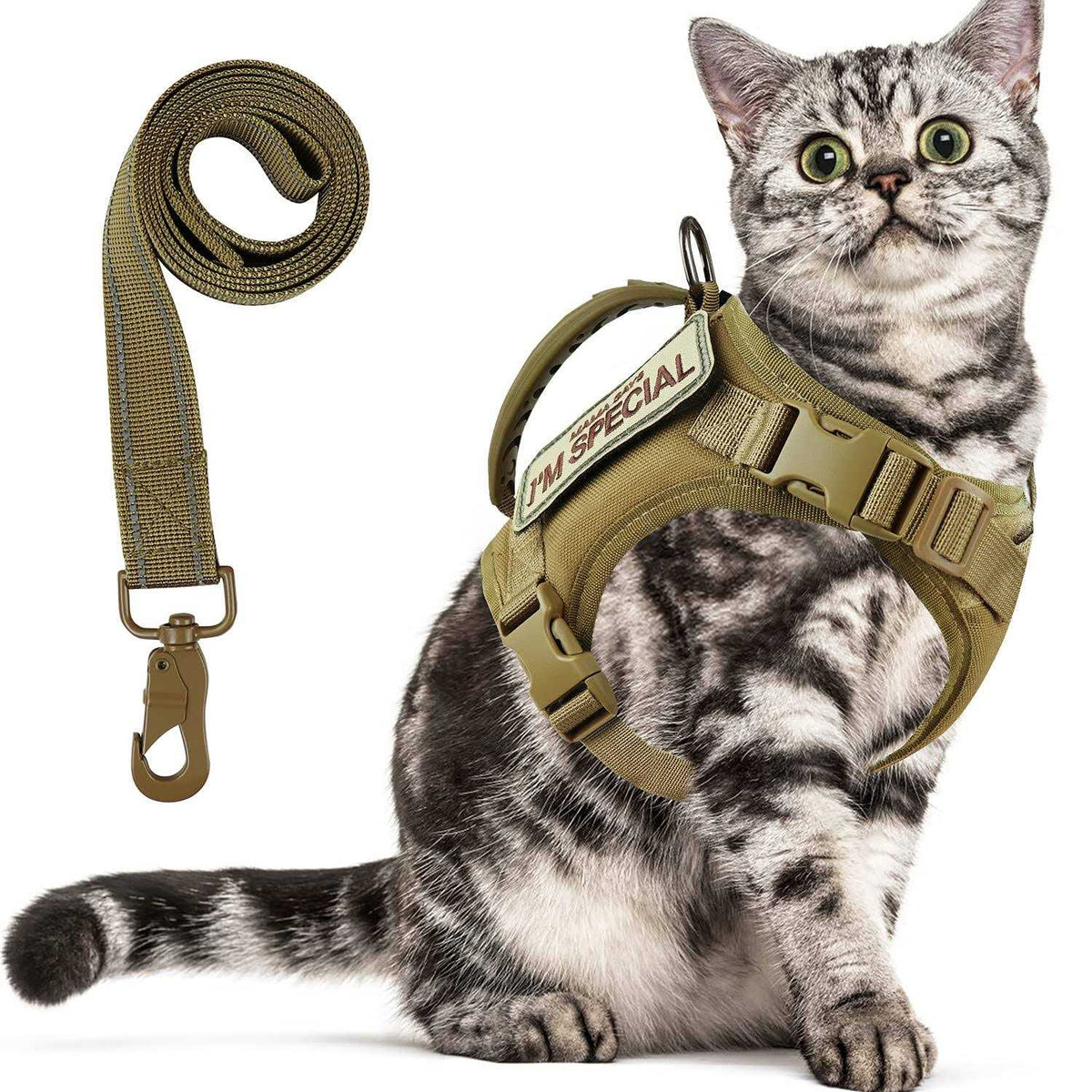 Tactical Cat Harness Soft Mesh Adjustable Pet Vest Harness Y87692