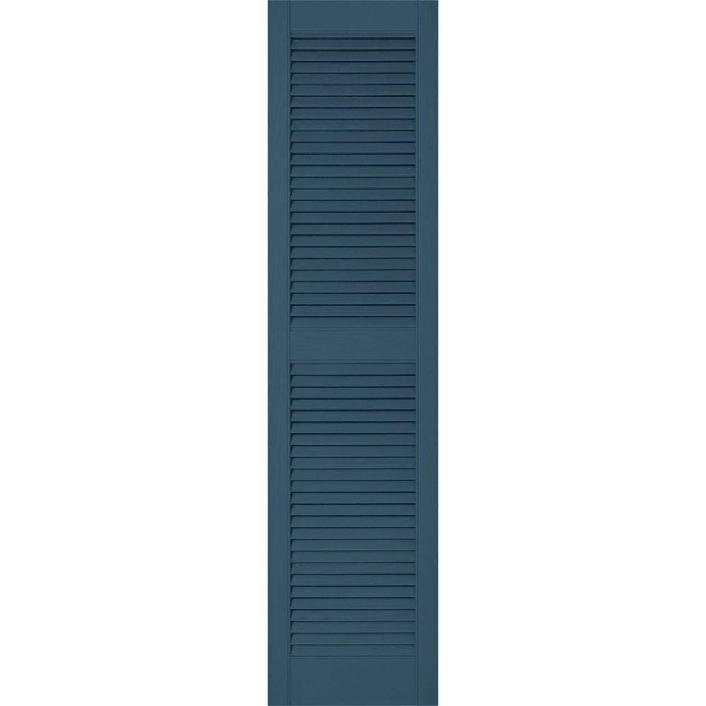 Classic Blue Vinyl Open Louver Shutters D977450