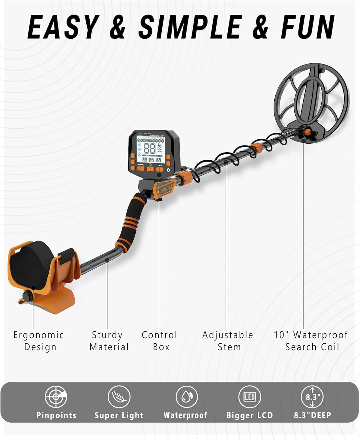 Metal Detector with 10" IP68 Coil A6859